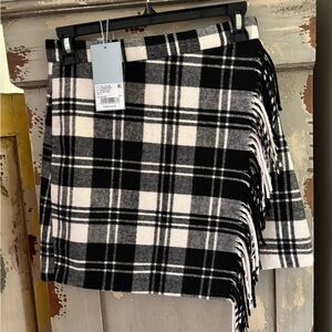 ANTONIO MELANI Black and White Asymmetrical Plaid Skirt